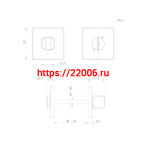 Ручка Punto (Пунто) поворотная BK6.K.EST.Q52 SSC-16 сатинированный хром фото 3