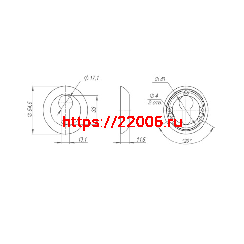 Накладка Punto (Пунто) под цилиндр ET.R.TL54 (ET TL) GR-23 графит фото 3