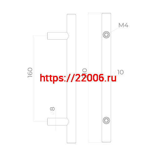 Ручка-скоба Ajax (Аякс) мебельная MB-H-005-160 мм BL черный фото 2