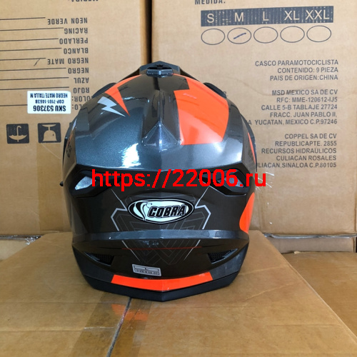 Шлем туринг (кросс со стеклом и очками) COBRA JK802, серо-оранжевый, размеры M фото 3