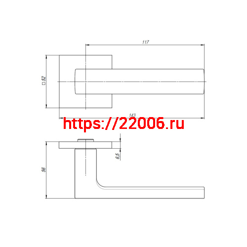 Ручка Armadillo (Армадилло) раздельная K.USS52.SKY (SKY USS) CP-8 хром фото 2