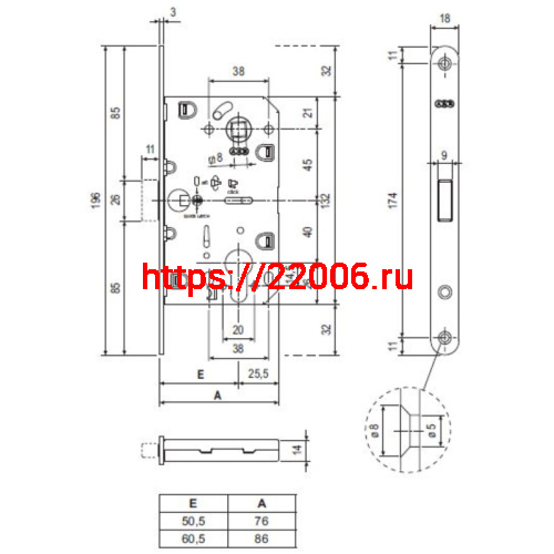Корпус AGB (АГБ) замка магнит. под цил. MEDIANA POLARIS B06103.50.12.567 с отв. планк B02402.05 (ант бр) фото 4