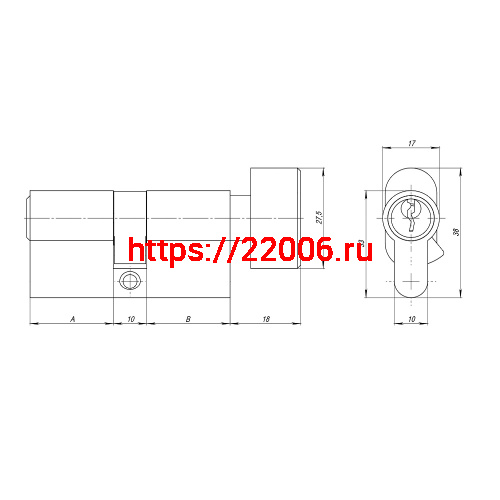Цилиндровый Ajax (Аякс) механизм (AZ102/80) AZ1002Knob80 (35+10+35) CP хром фото 3