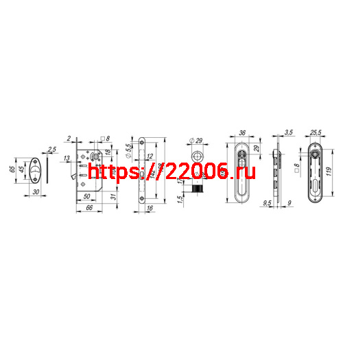 Набор Armadillo (Армадилло) для раздвижных дверей SH.LD152.KIT011-BK (SH011-BK) СP-8 хром фото 4
