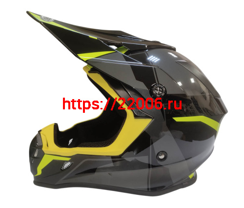 Шлем кроссовый COBRA EC V332, серый титан, синий и желтый, размер M фото 3